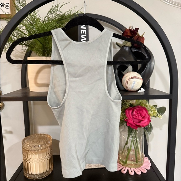 Free People intimately Light Gray Ruched Tank Top size medium large stretchy - Picture 2 of 4